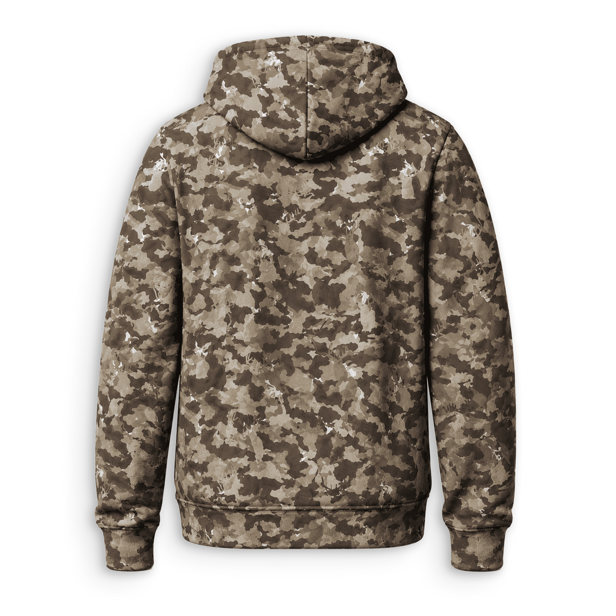 Back of high-quality BUX hunting company camo heavyweight sweatshirt