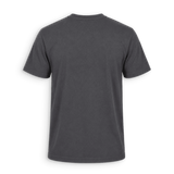 A dark gray short-sleeve crewneck t-shirt shown from the back, photographed against a clean white background.