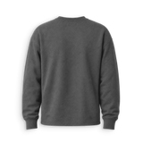 A dark gray crewneck sweatshirt shown from the back, photographed against a clean white background.