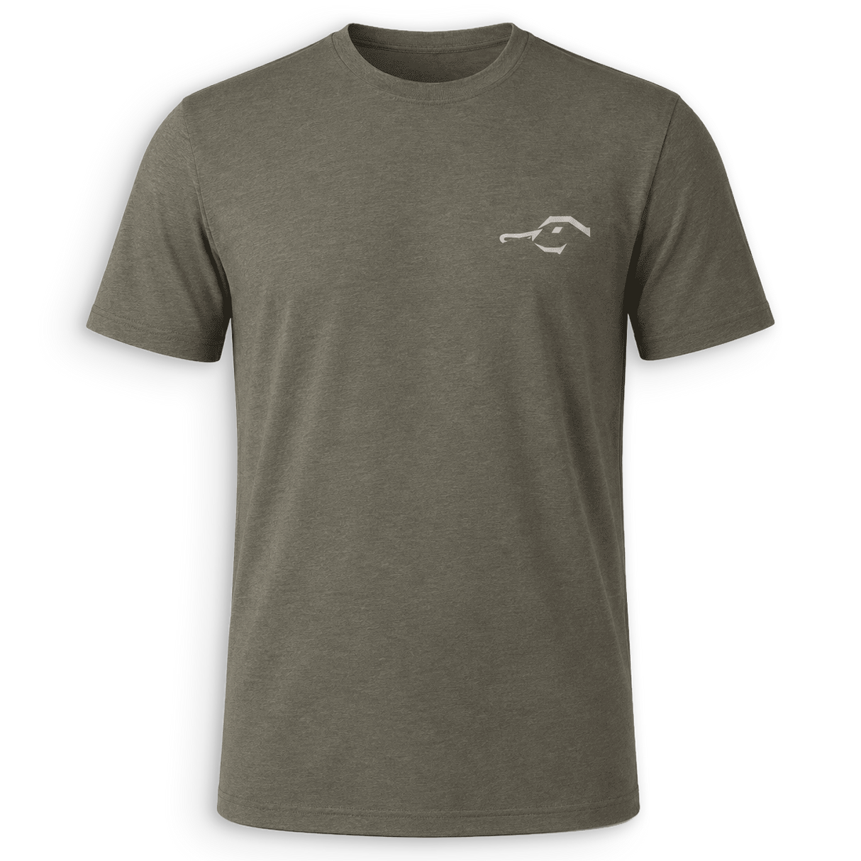 Front view of a green short-sleeved Dove shirt with a hunting scene graphic and the 'DUX' brand logo on the back