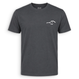 Black t-shirt with white text 'NEVER GAVE US PEACE' on a white background