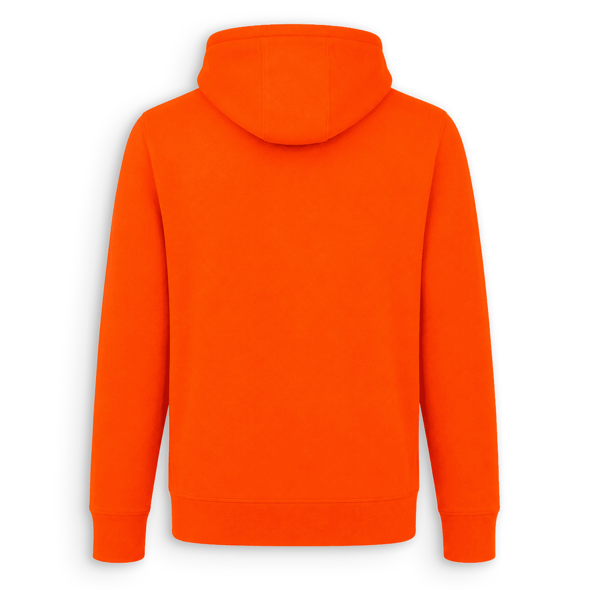 Back of high-quality BUX hunting company orange high-vis sweatshirt 