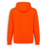 Back of high-quality BUX hunting company orange high-vis sweatshirt 