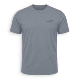 front of light blue dux shirt with a dux logo on the chest
