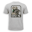 dux shirt showing a dog with a mallard in its mouth

